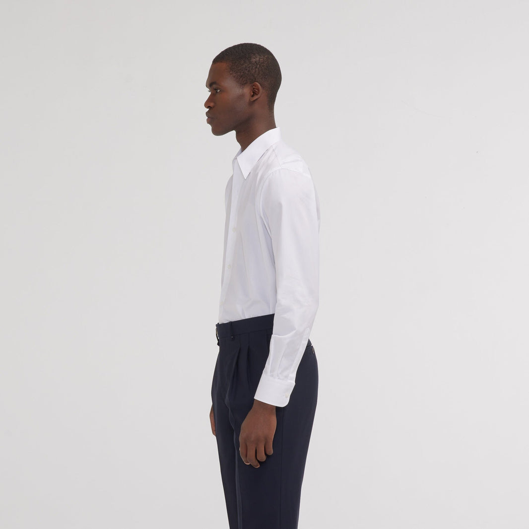 Chemise cintrée popeline double retors blanche