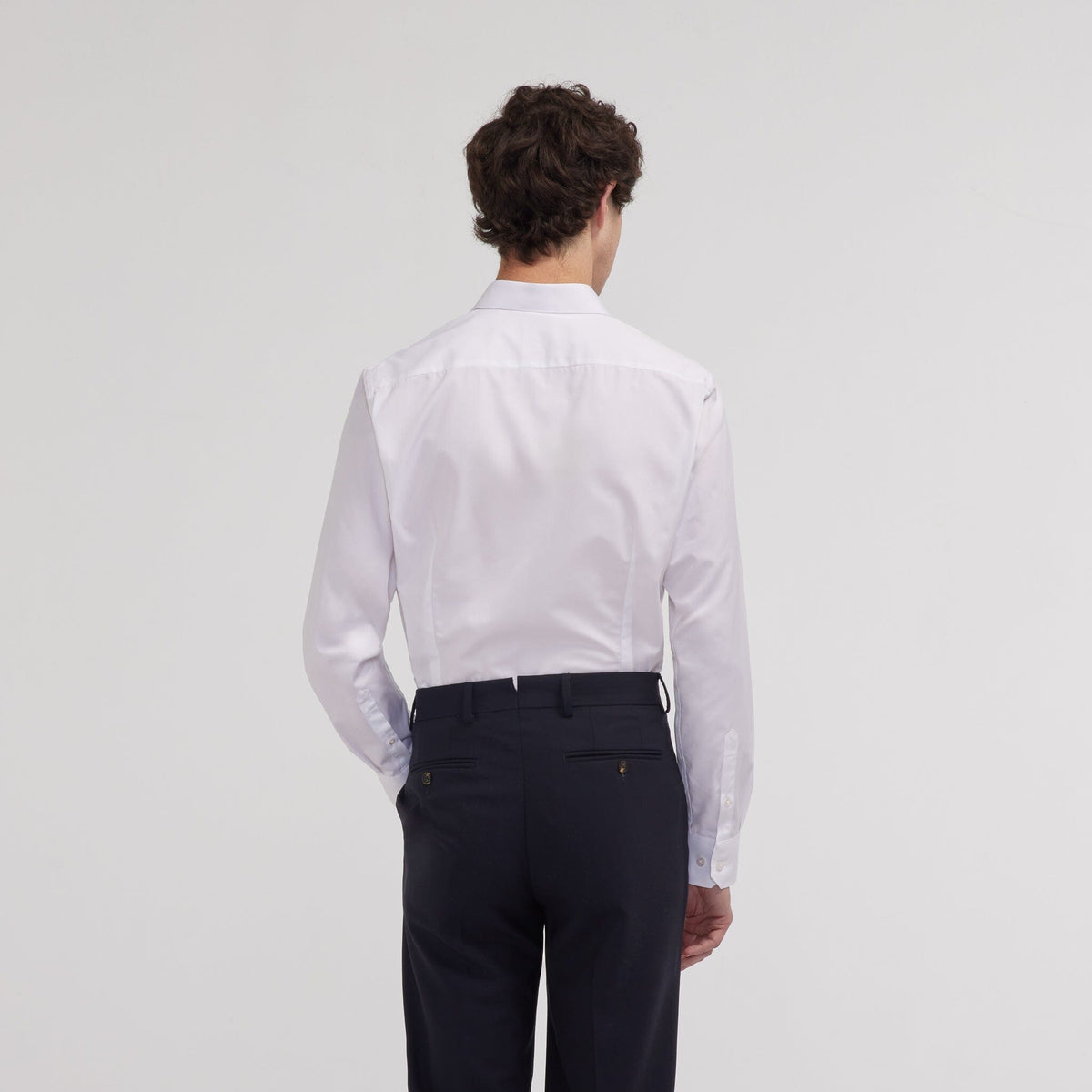 Chemise cintrée en popeline double retors blanche