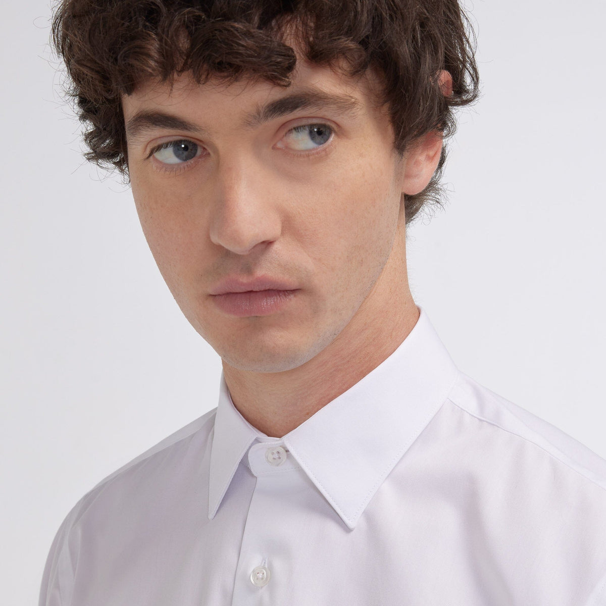 Chemise cintrée en popeline double retors blanche