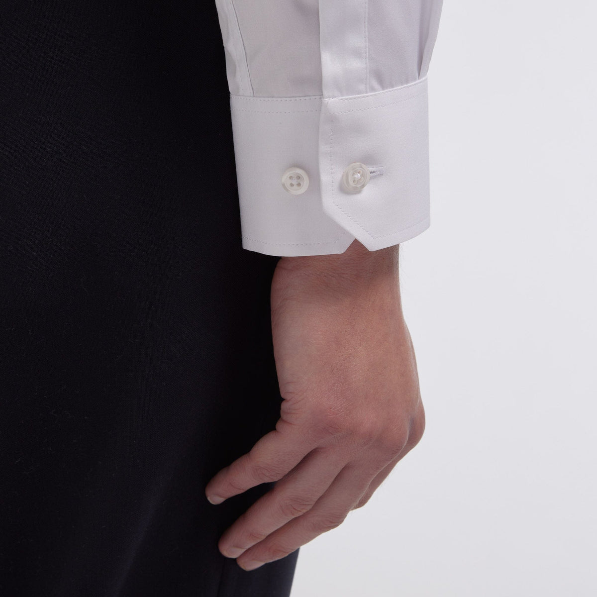 Chemise cintrée en popeline double retors blanche