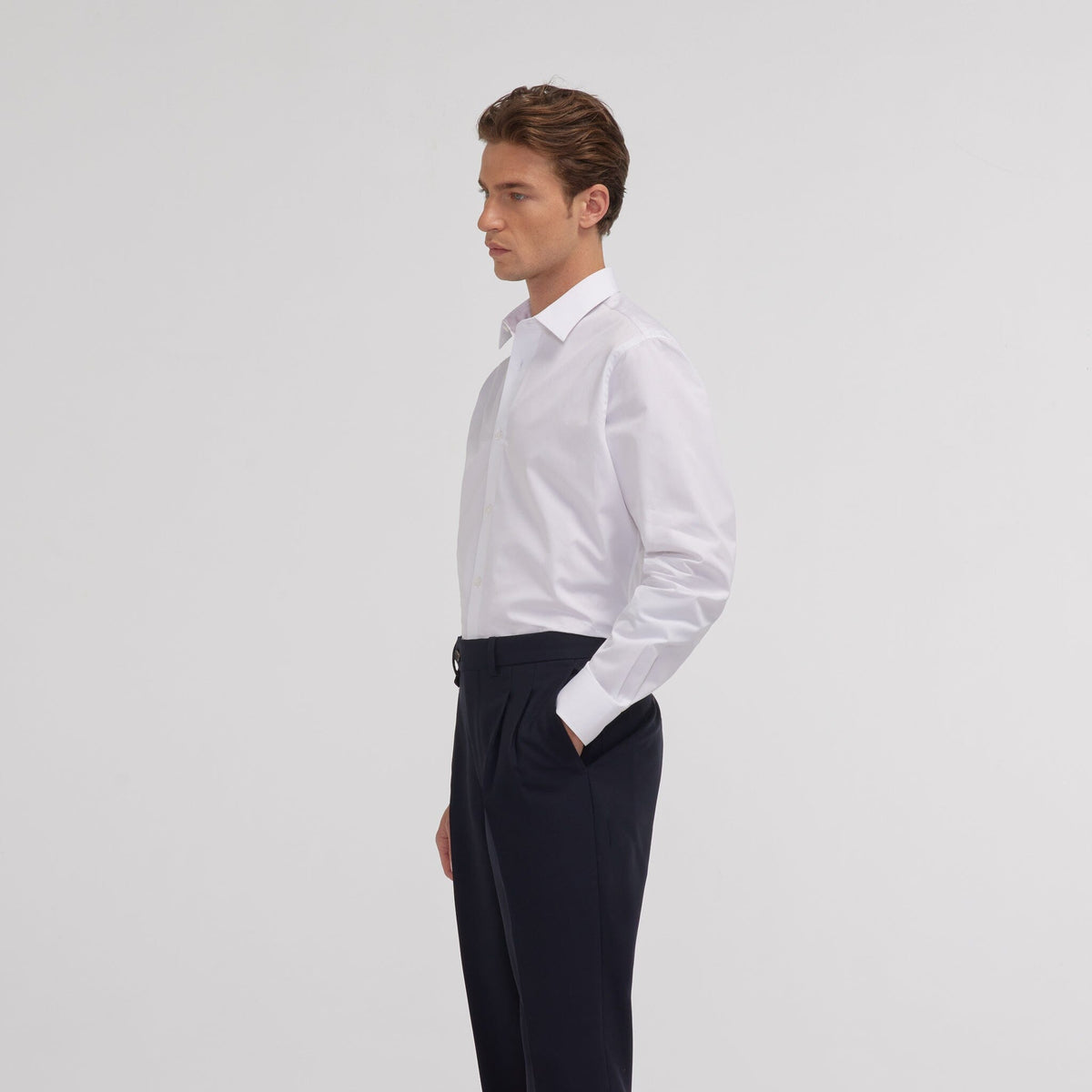 White two-ply poplin shirt