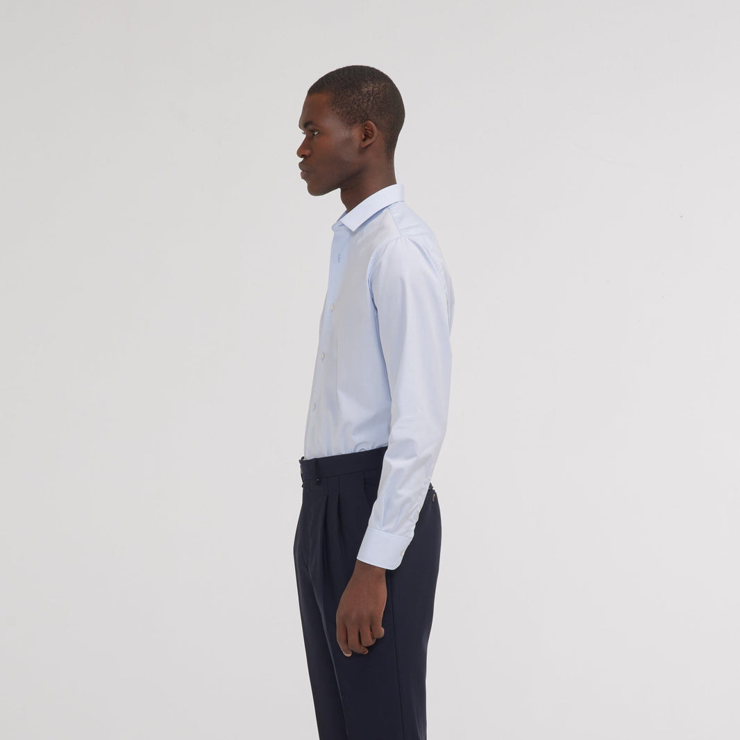 Chemise cintrée popeline double retors bleu