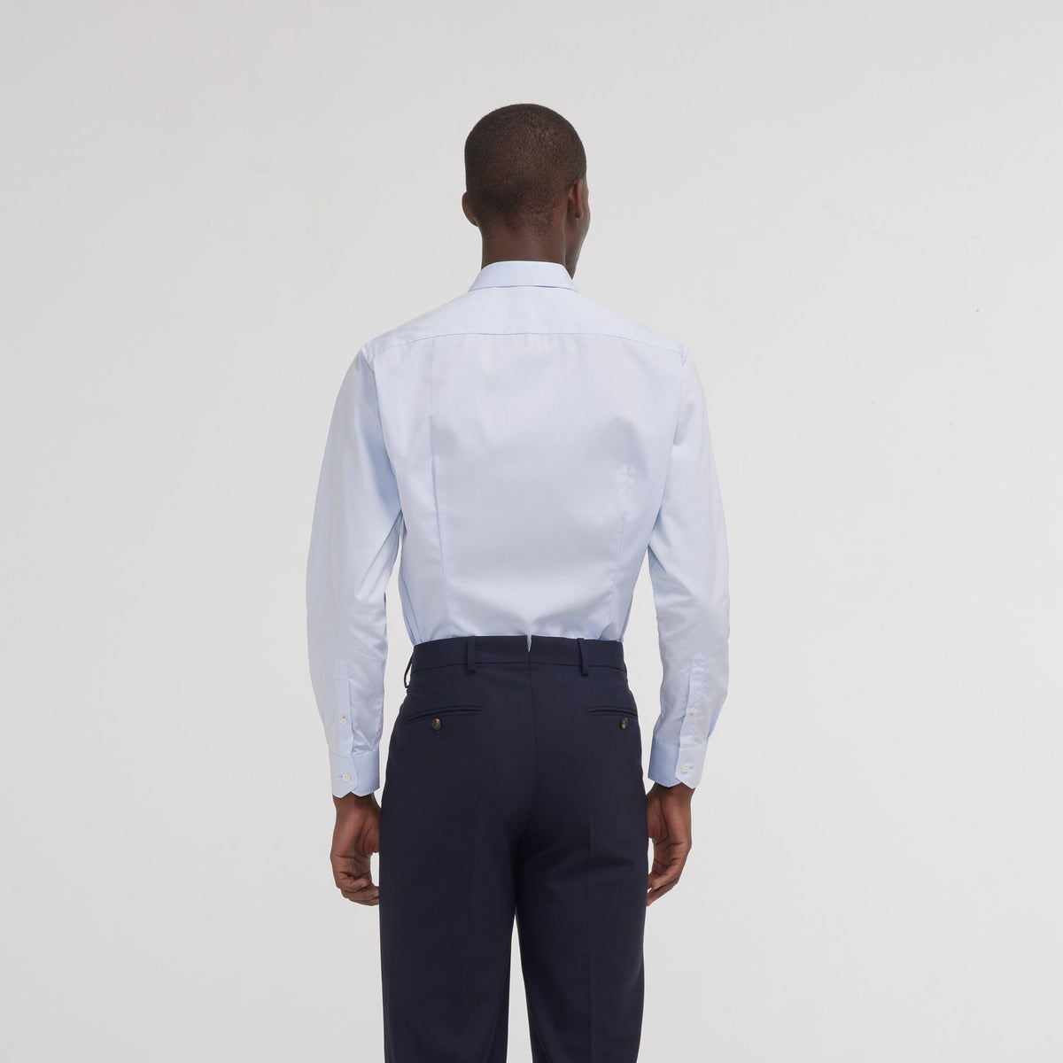 Chemise cintrée popeline double retors bleu
