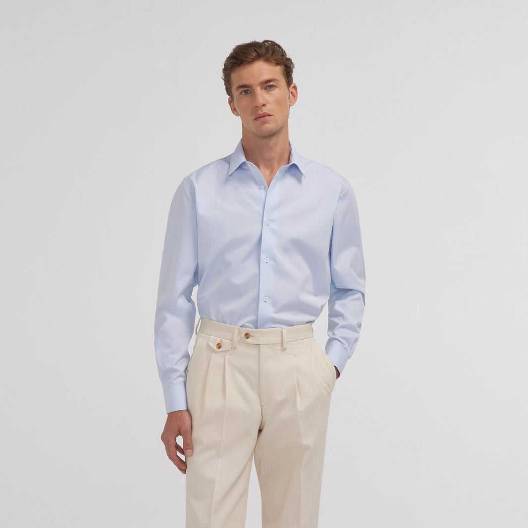 Chemise en popeline double retors bleu ciel