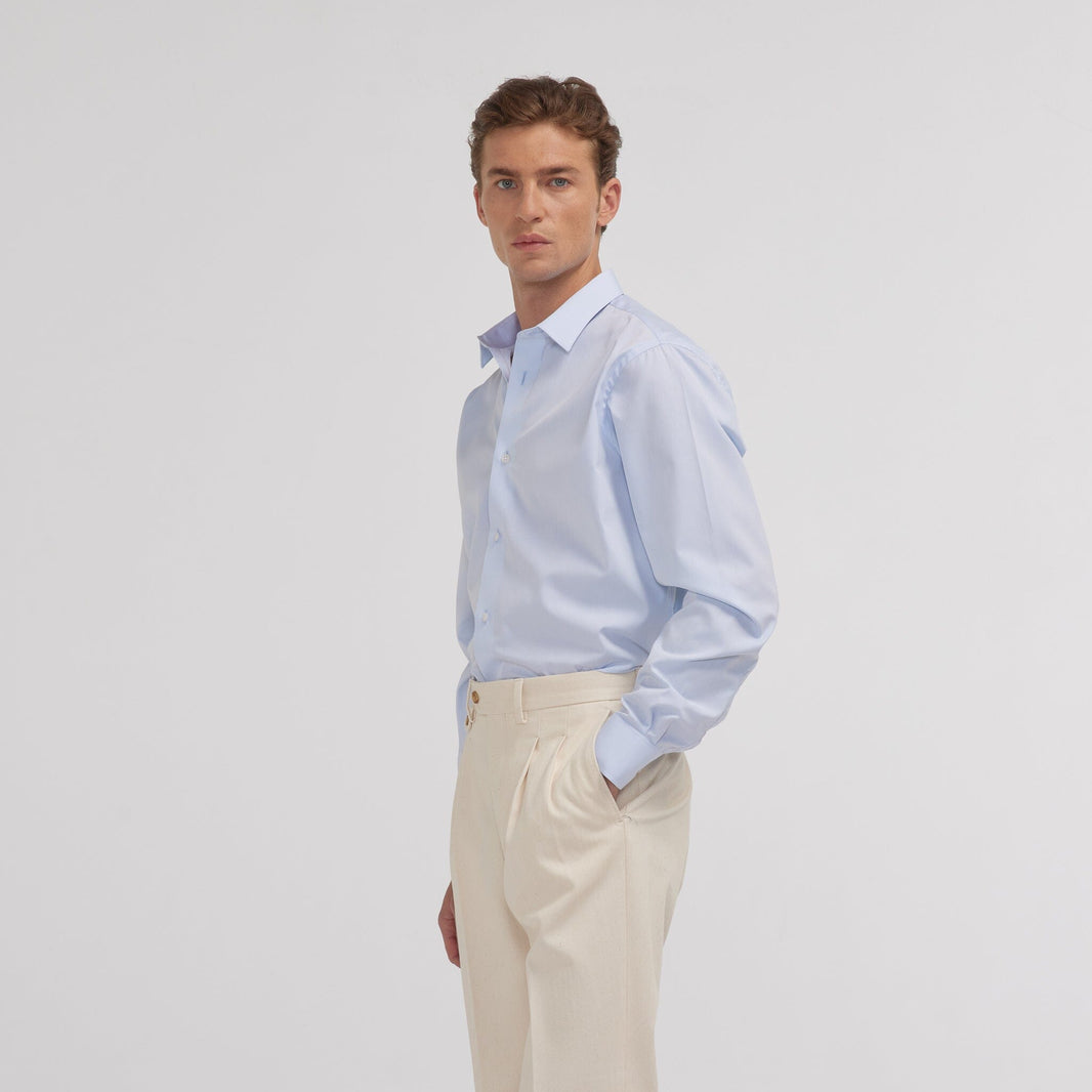 Chemise en popeline double retors bleu ciel