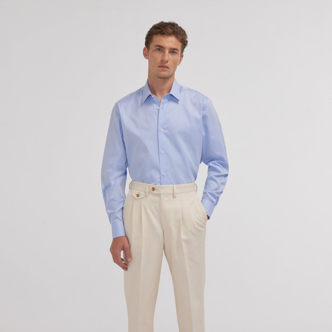 Chemise en twill double retors bleue