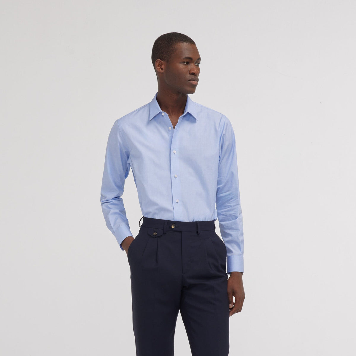 Chemise cintrée double retors bleue