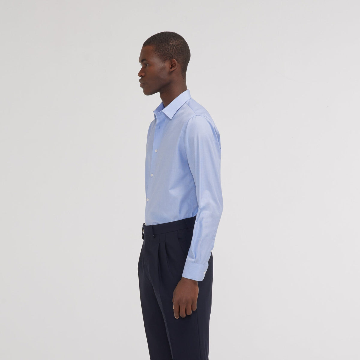 Chemise cintrée double retors bleue