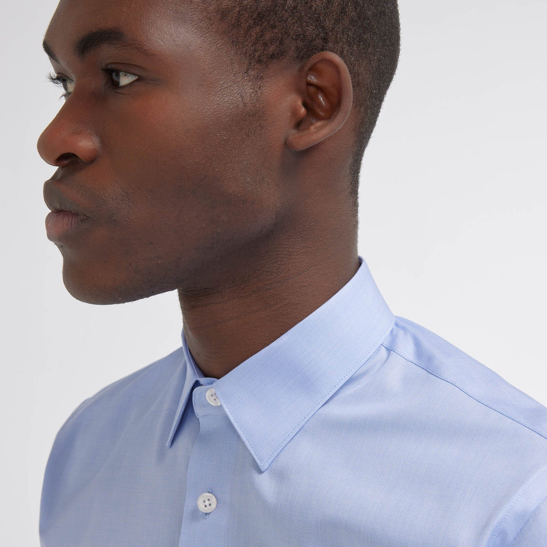 Chemise cintrée double retors bleue