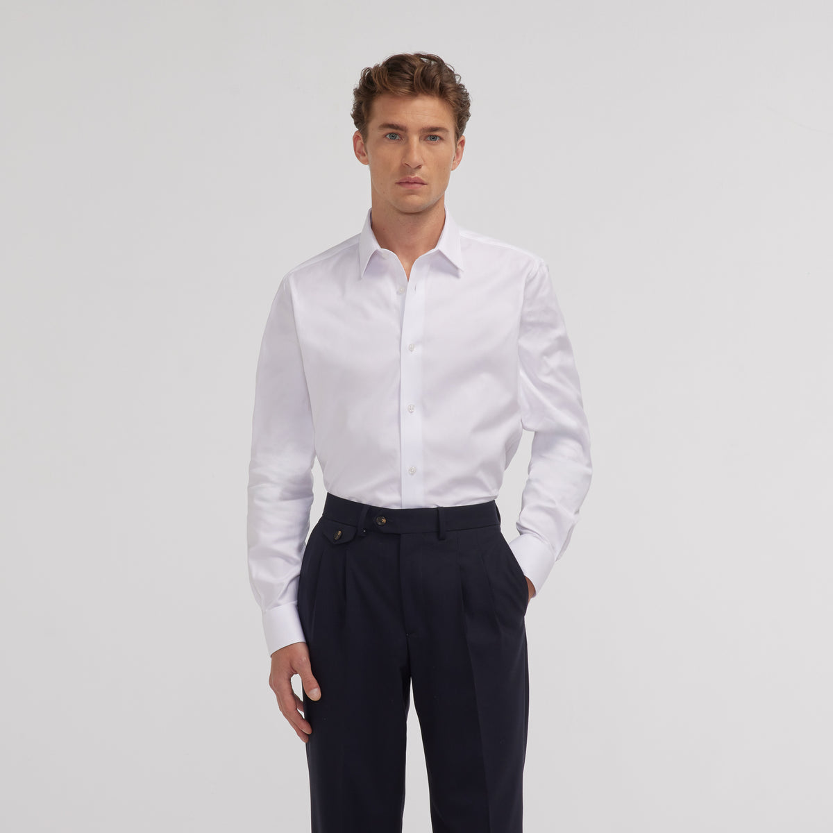 Chemise en dobby blanche