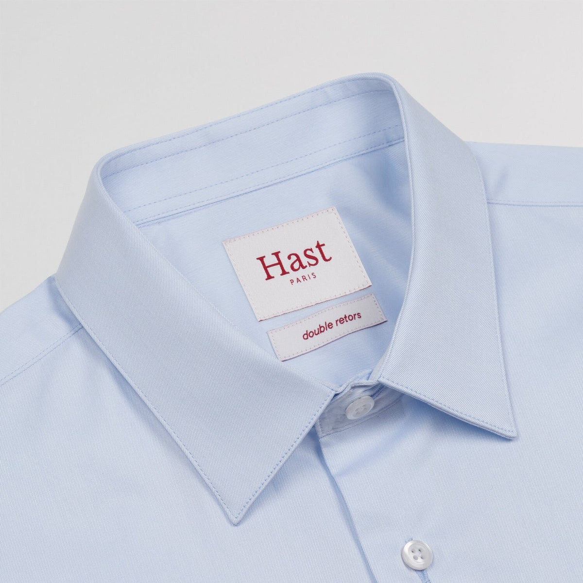 Chemise cintrée en twill double retors bleu ciel