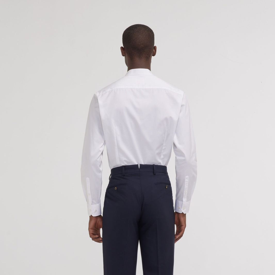 Chemise cintrée en popeline double retors blanche