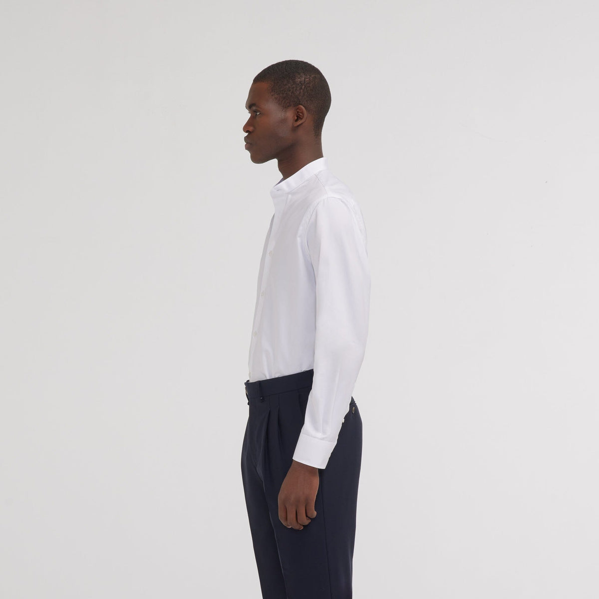 Chemise cintrée en popeline double retors blanche