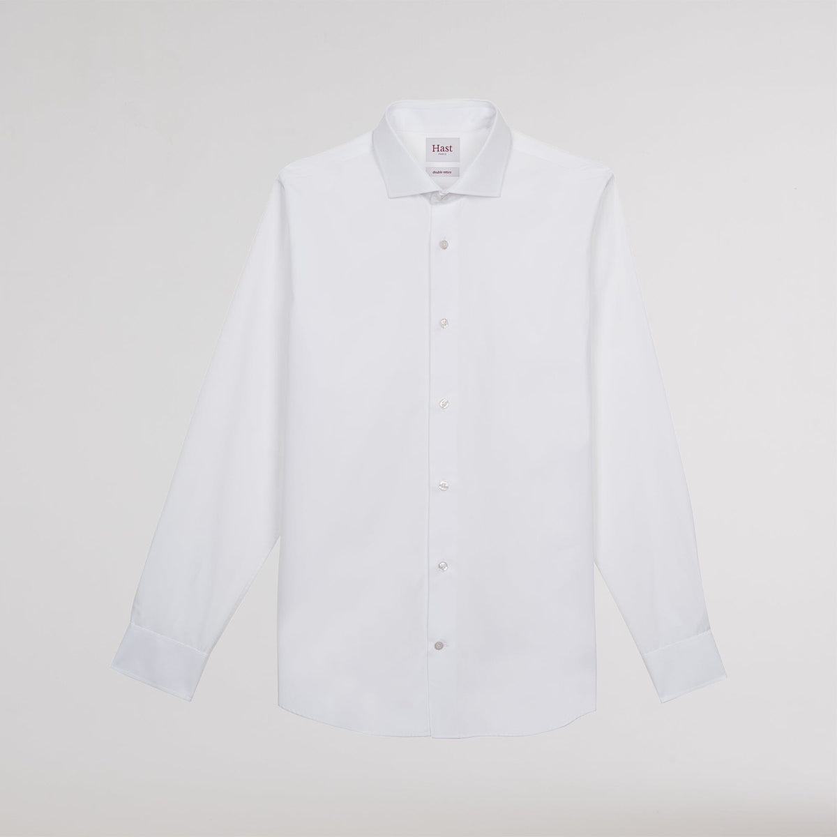 Chemise cintrée en popeline double retors blanche