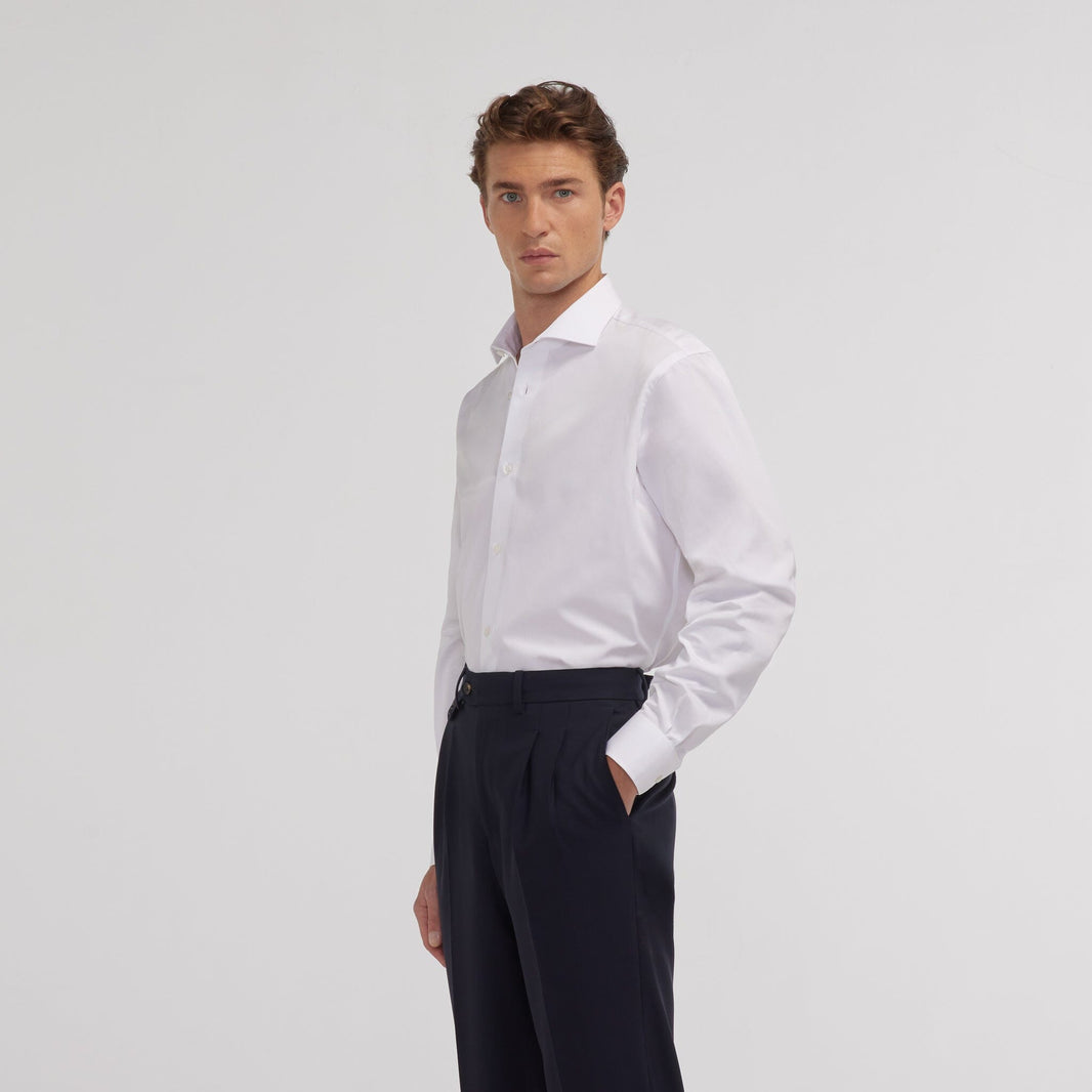 Chemise en popeline double retors blanche