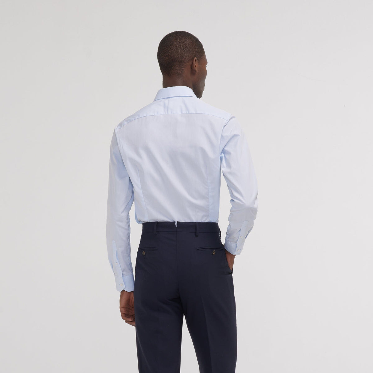 Chemise cintrée popeline double retors bleu