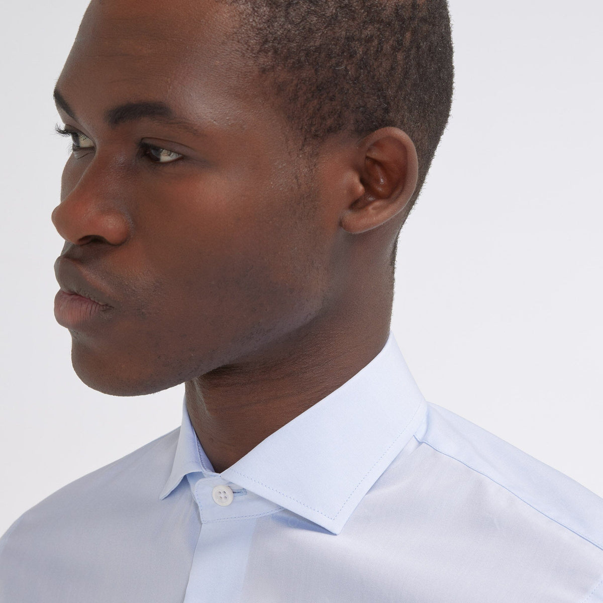 Chemise cintrée popeline double retors bleu