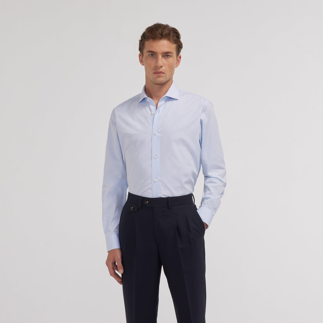 Chemise popeline double retors bleu ciel