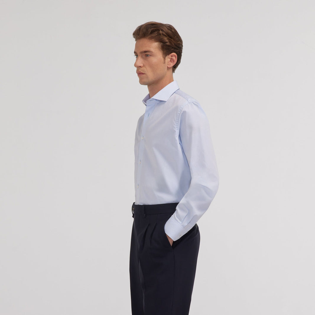 Chemise popeline double retors bleu ciel