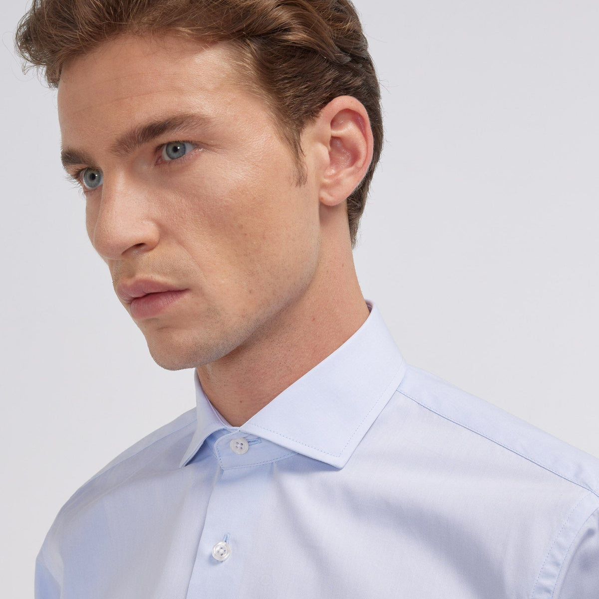 Chemise popeline double retors bleu ciel