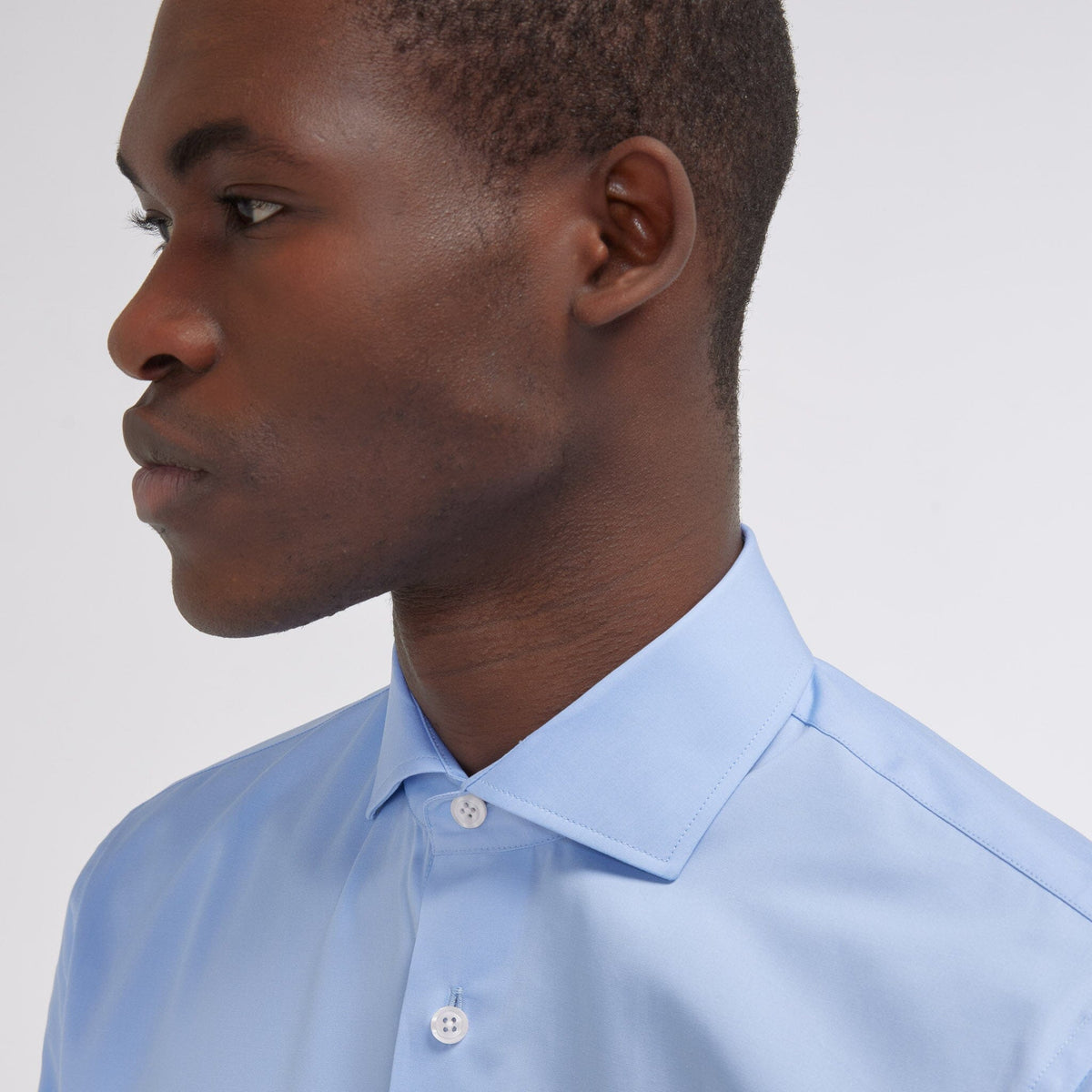 Chemise cintrée en popeline double retors bleue