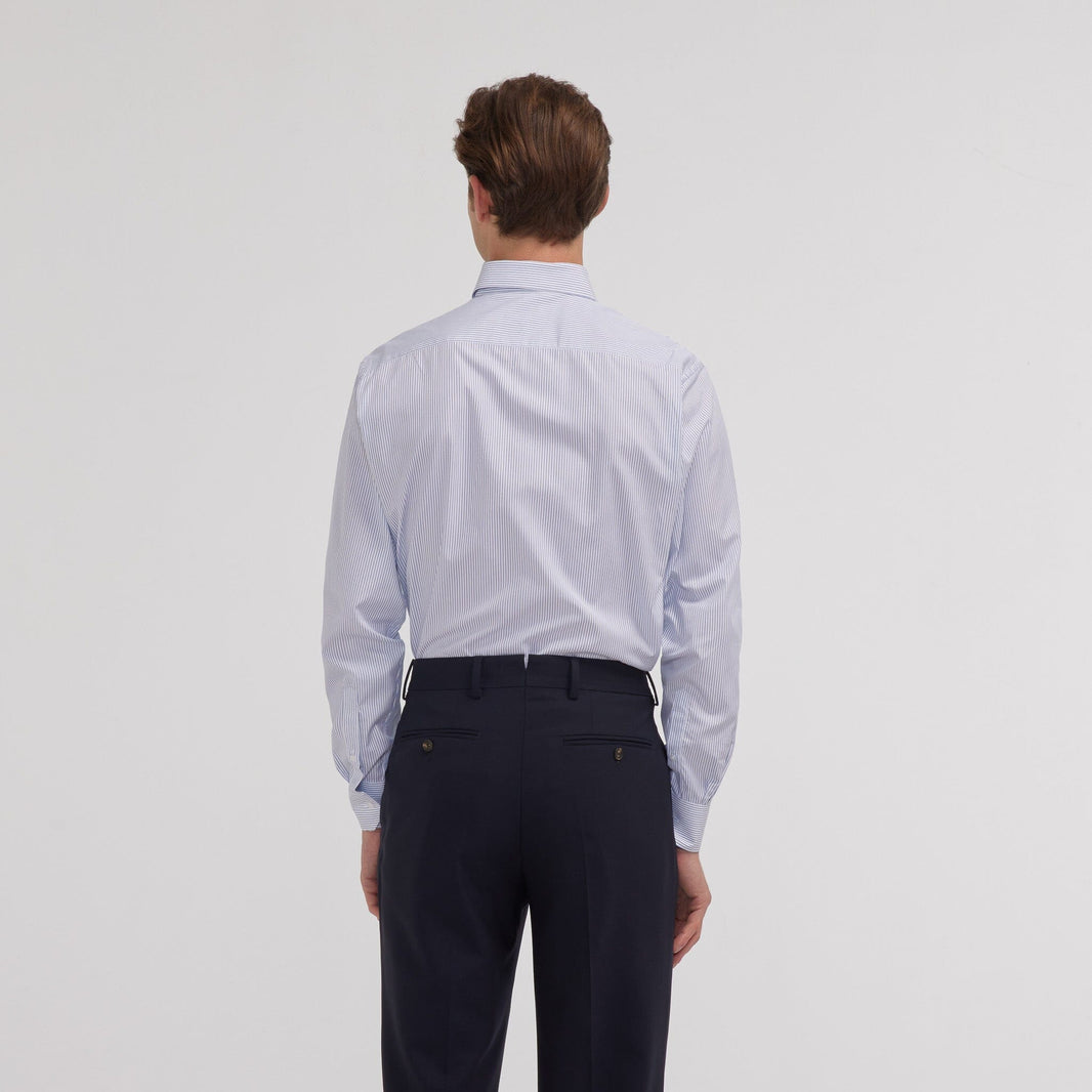 Chemise en popeline rayures bleues