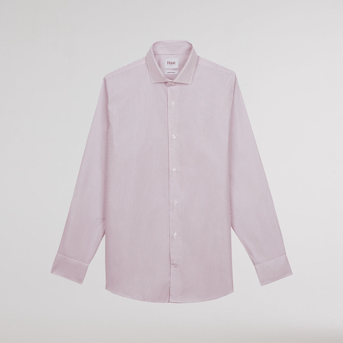 Chemise popeline double retors rayures rouges