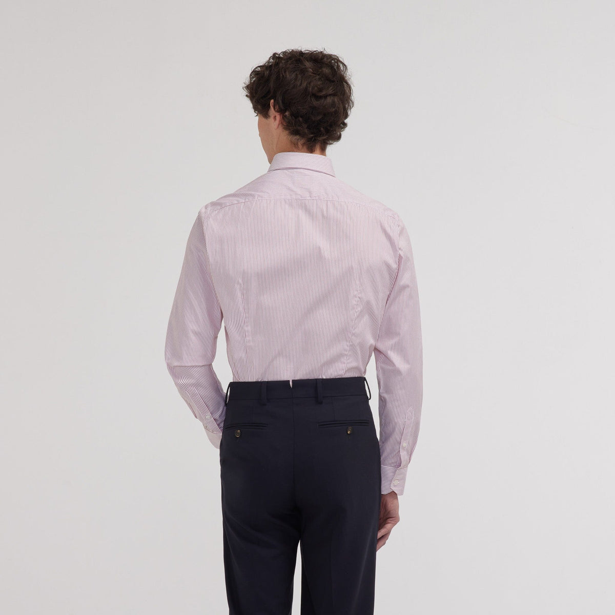 Chemise cintrée popeline double retors rayures rouges