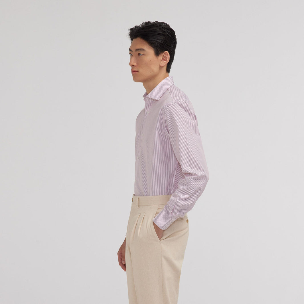 Chemise popeline double retors rayures rouges