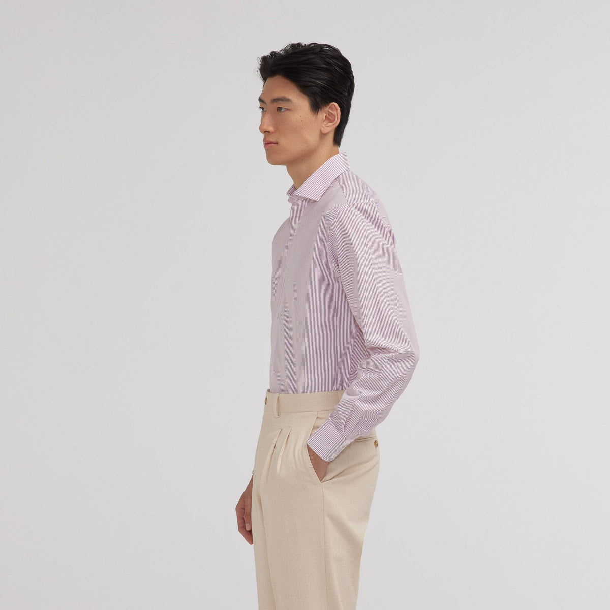 Chemise popeline double retors rayures rouges