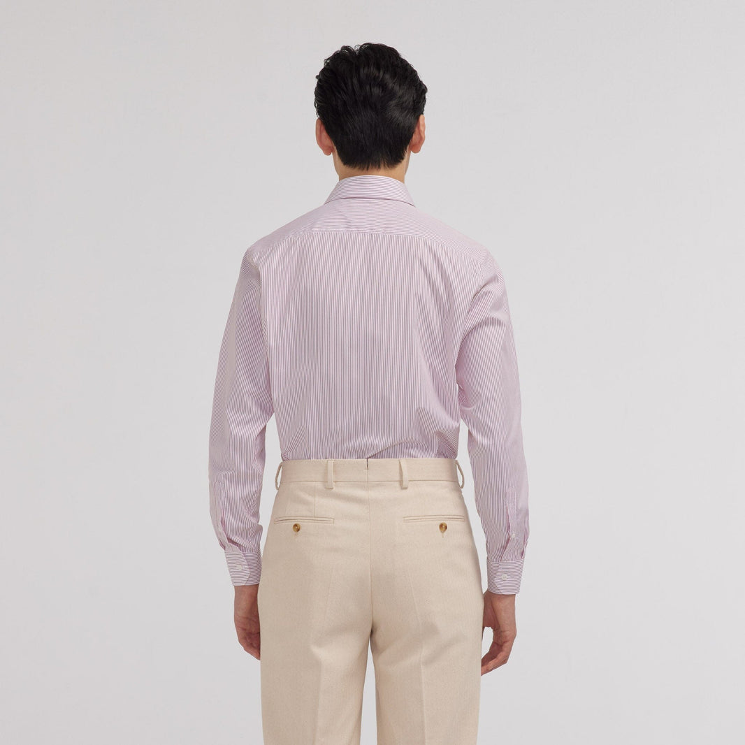 Chemise popeline double retors rayures rouges
