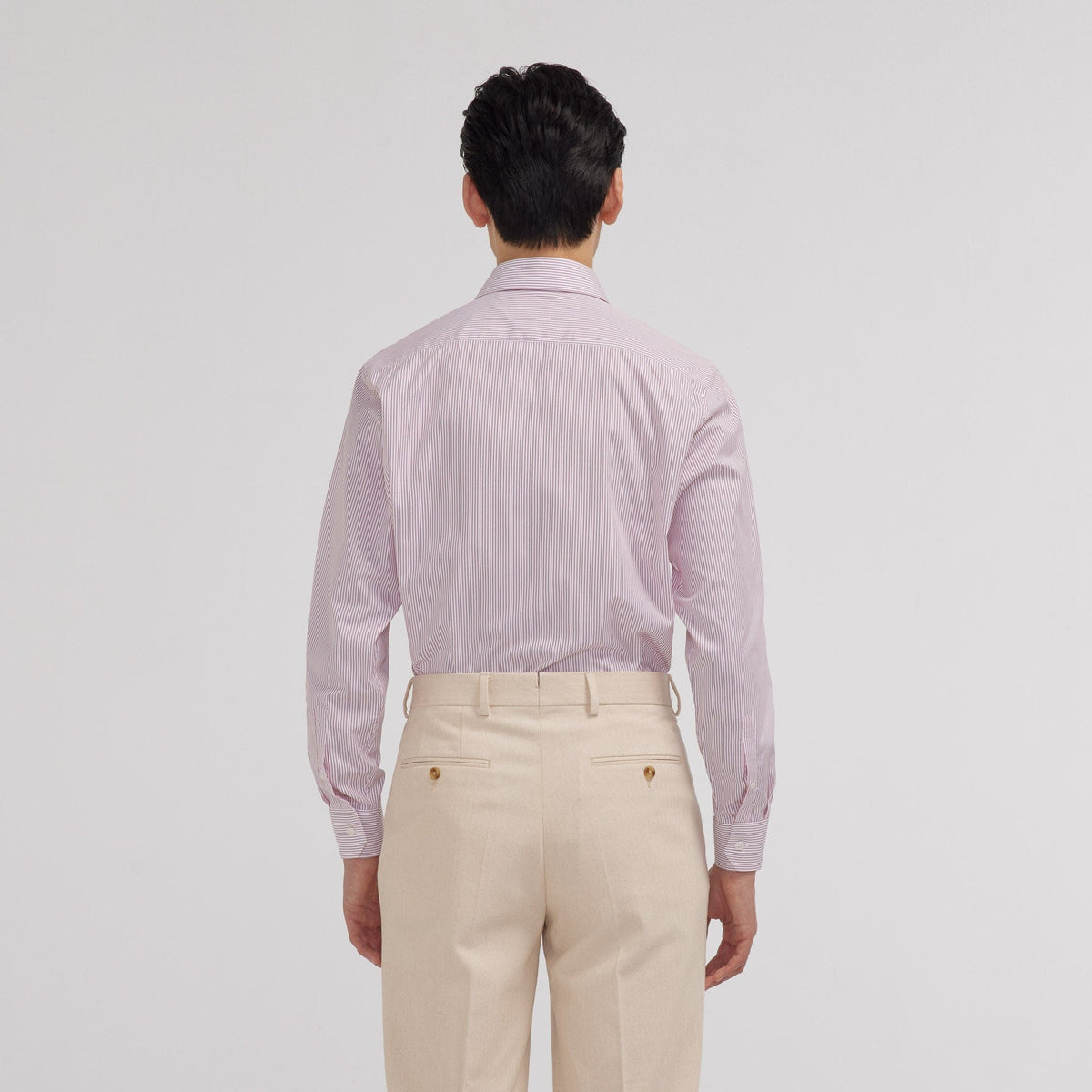 Chemise popeline double retors rayures rouges