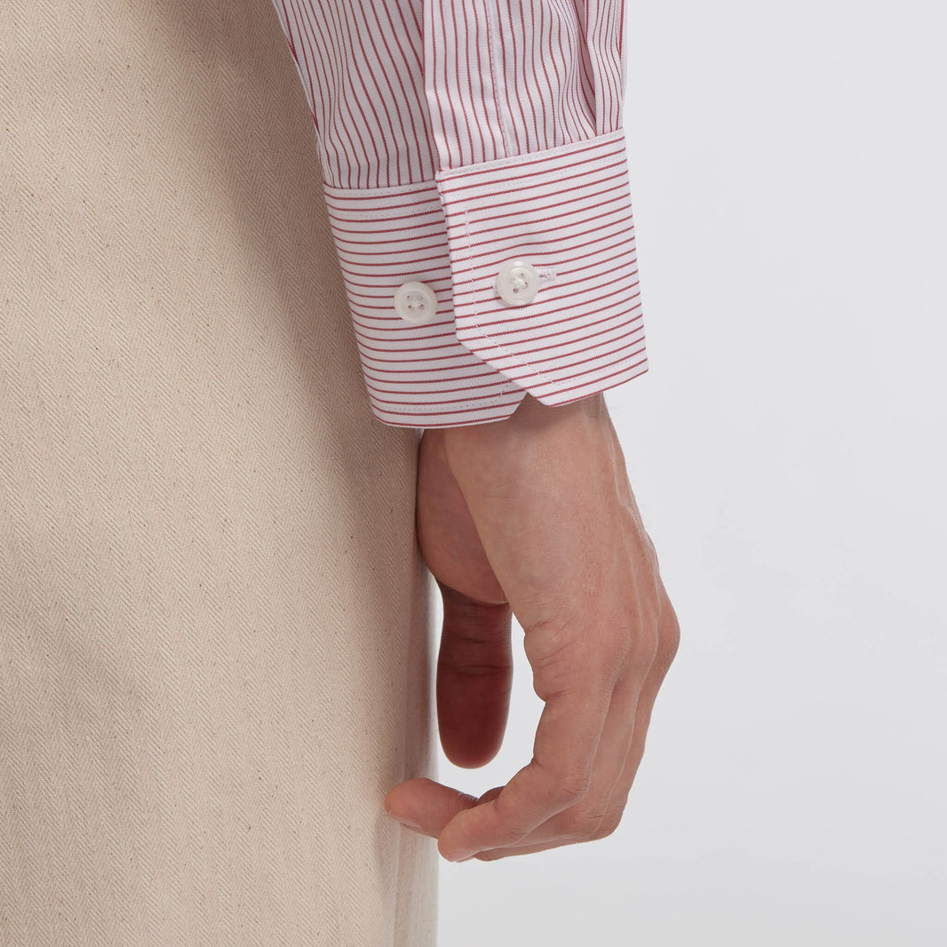 Chemise popeline double retors rayures rouges