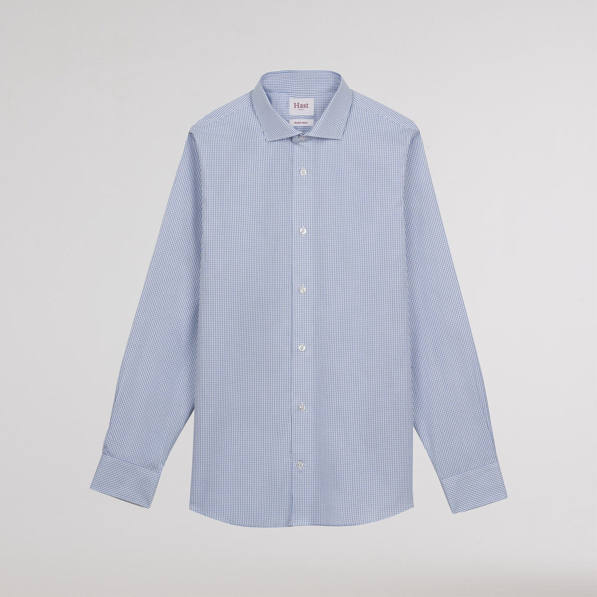 Chemise popeline double retors carreaux bleu foncé