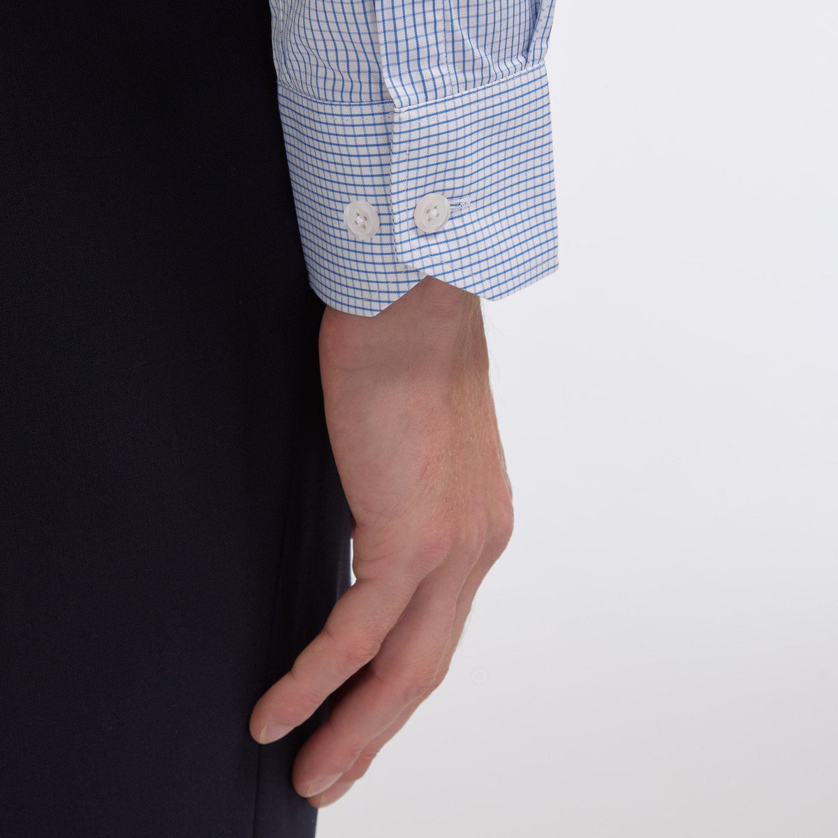 Chemise popeline double retors carreaux bleu foncé