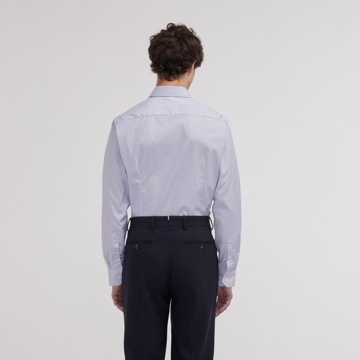 Chemise cintrée popeline double retors rayures bleues