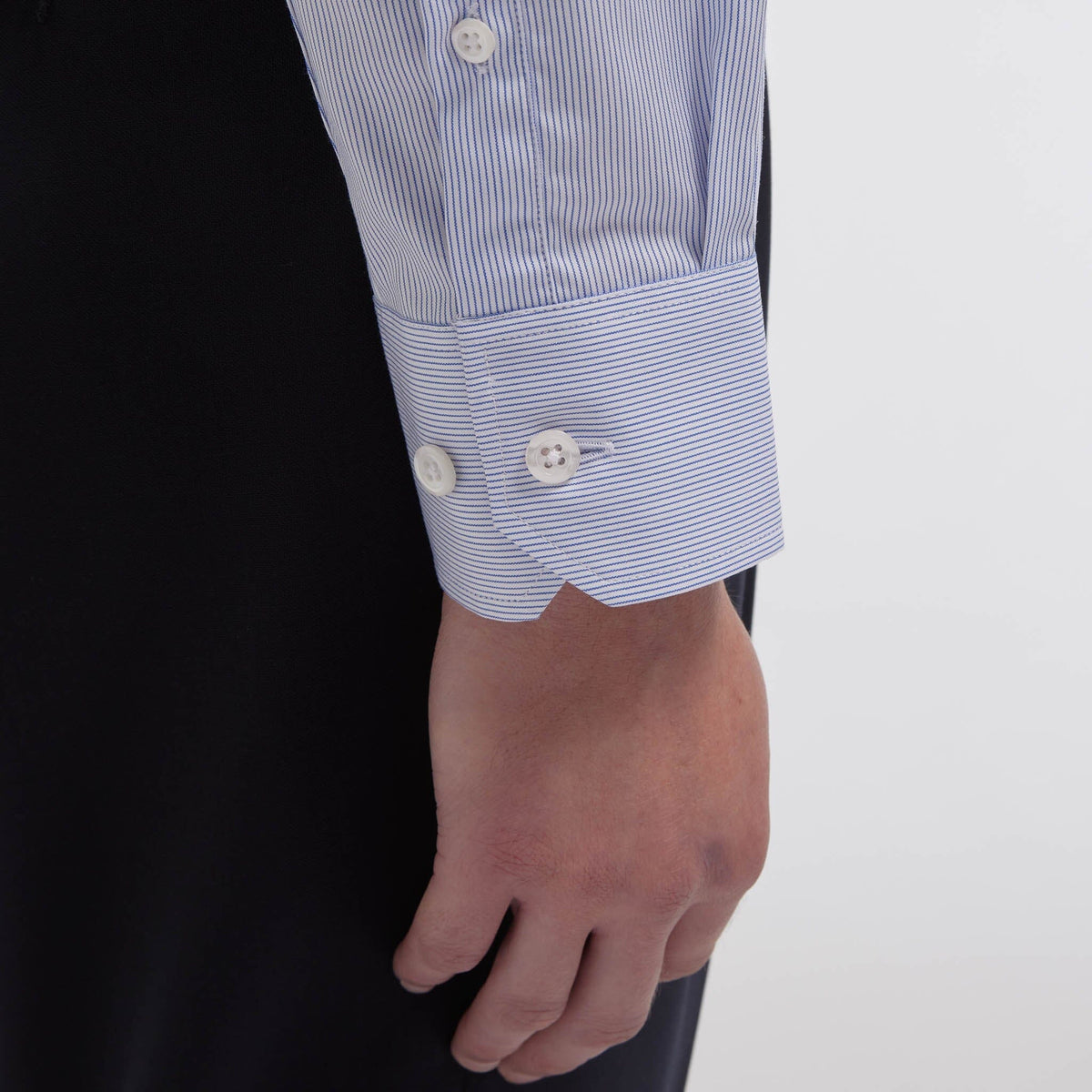 Chemise cintrée popeline double retors rayures bleues
