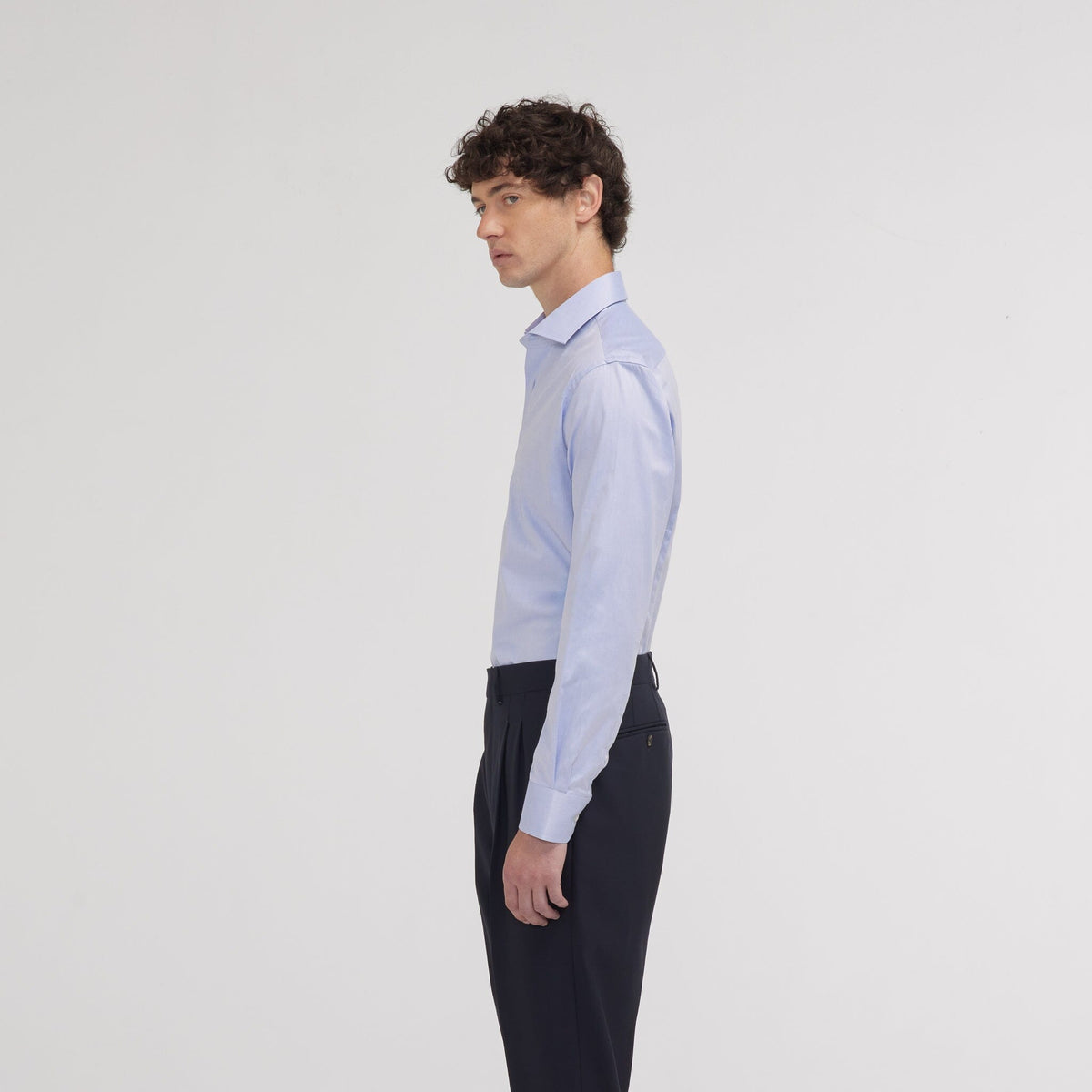 Chemise cintrée en twill bleue