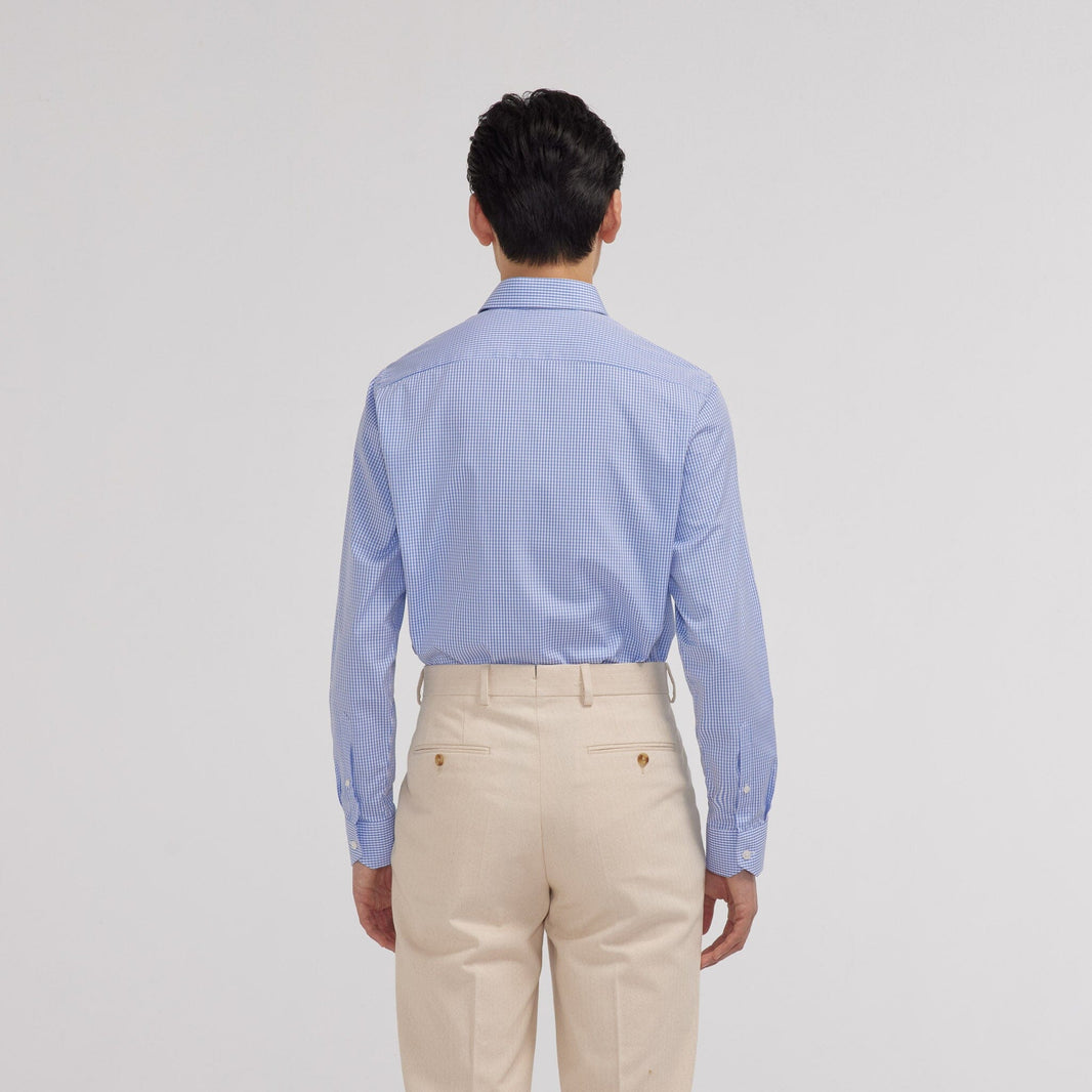 Chemise popeline double retors vichy bleue