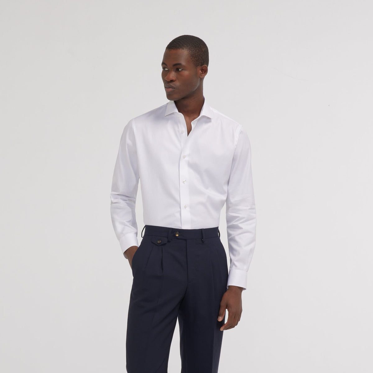 Chemise cintrée en twill blanche