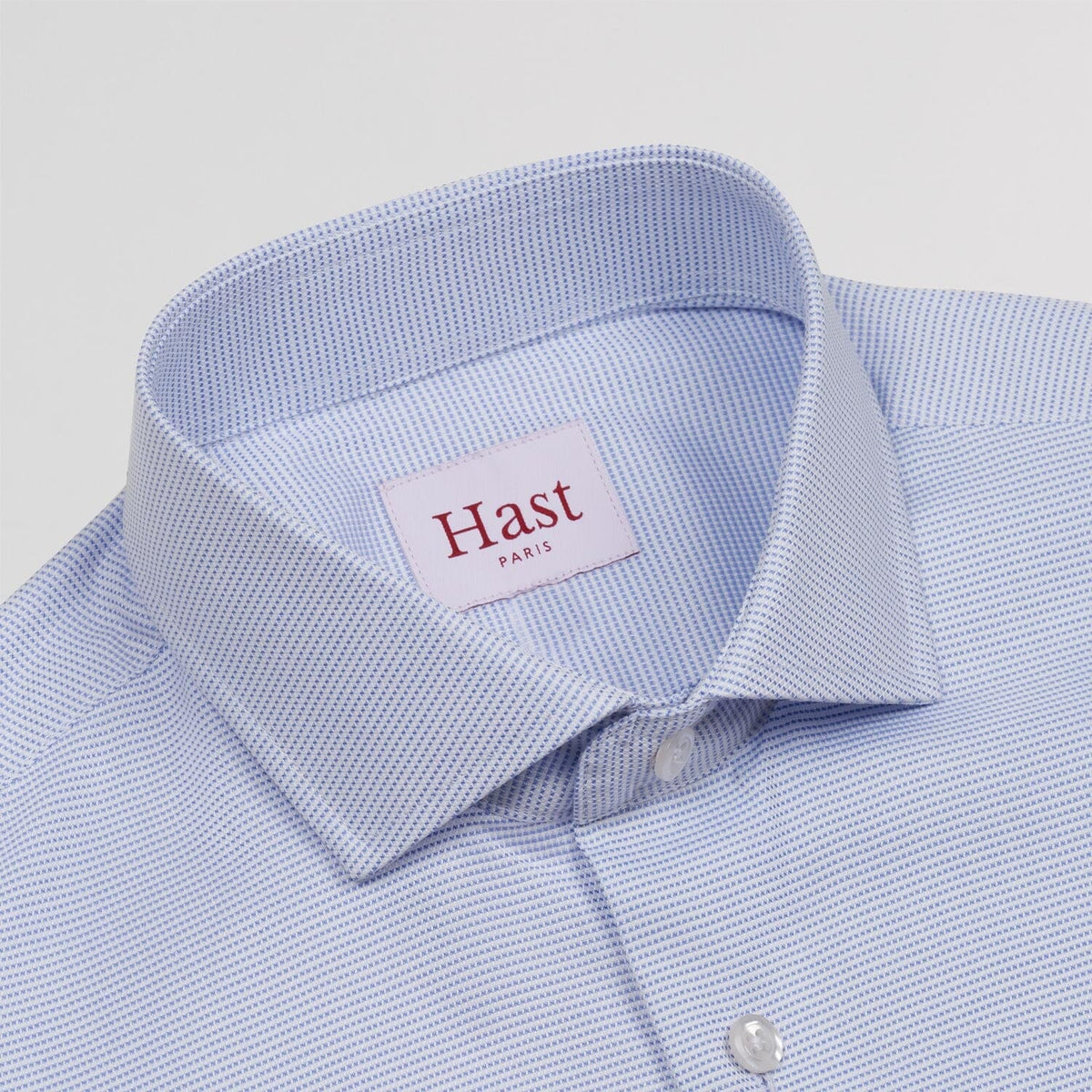 Chemise cintrée en royal oxford double retors pied de puce bleue