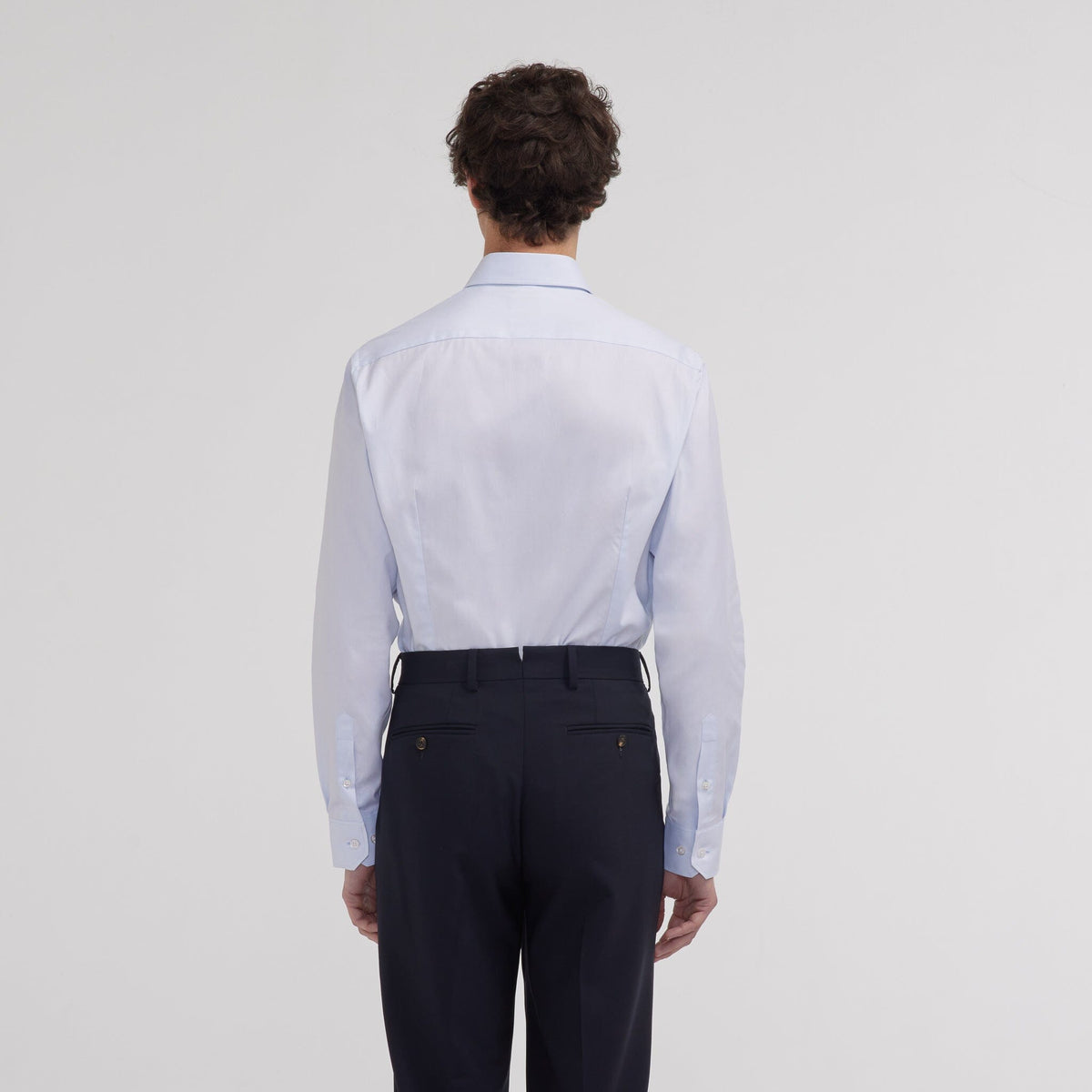 Chemise cintrée en oxford double retors bleu ciel