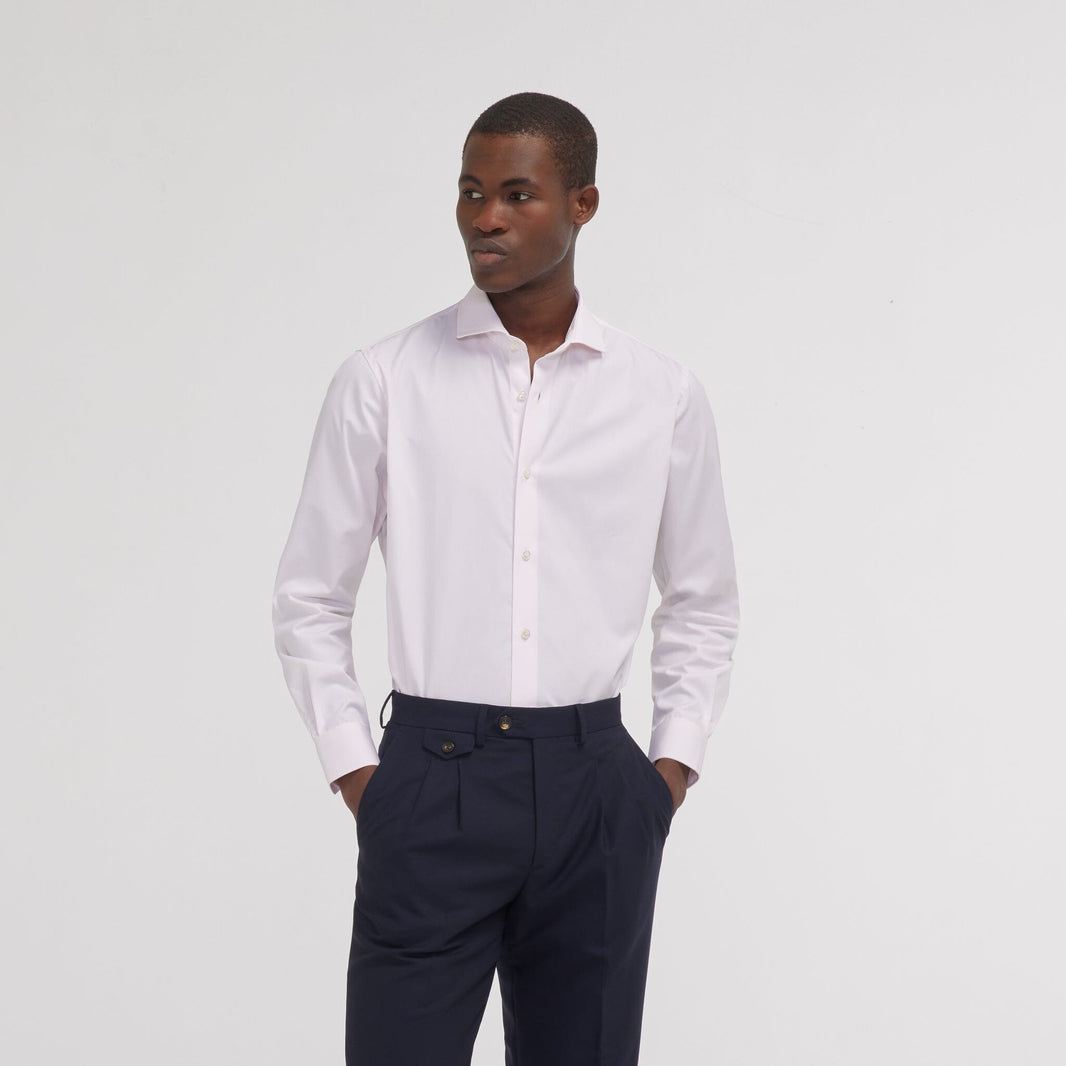 Chemise cintrée popeline double retors rose 