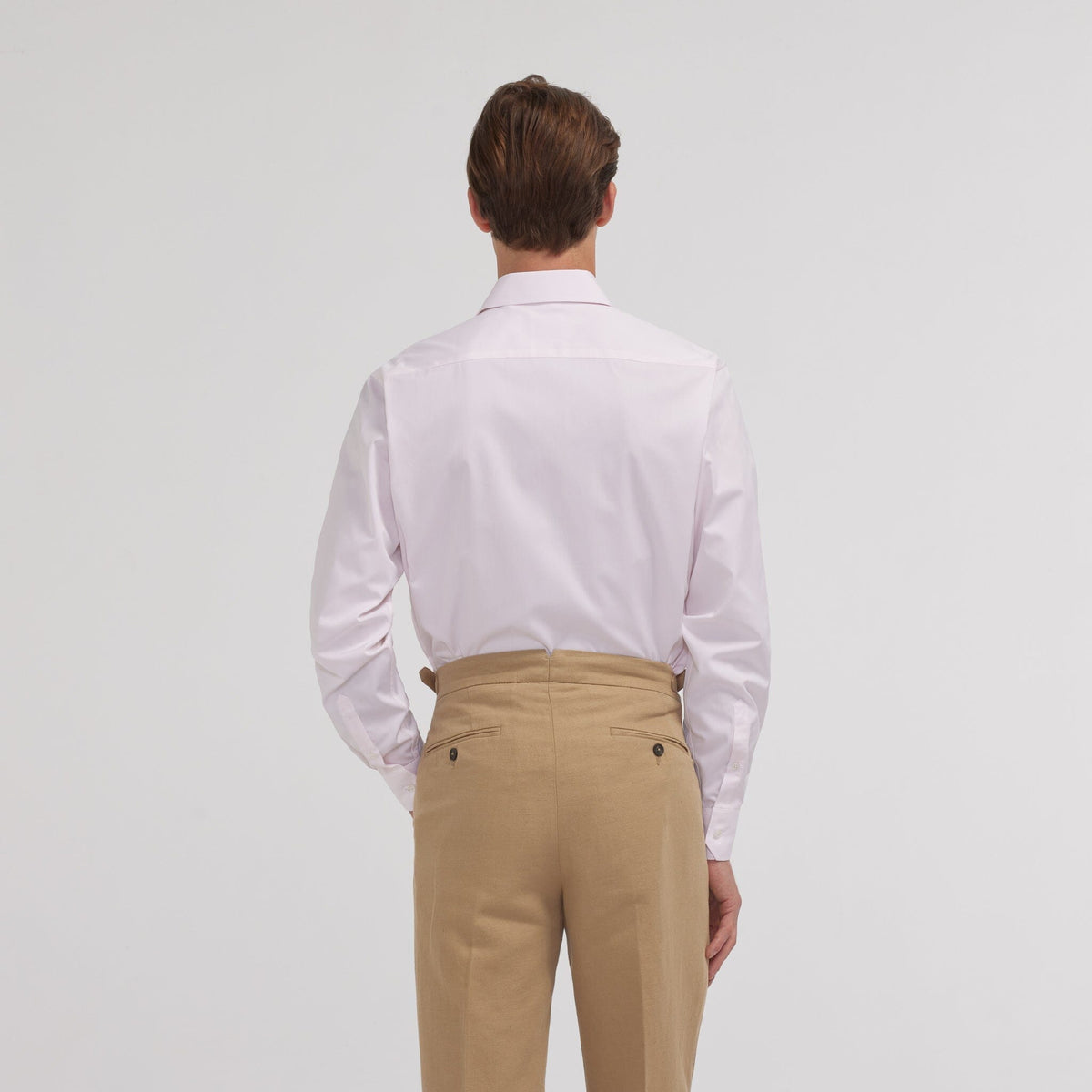 Chemise en popeline double retors rose pâle