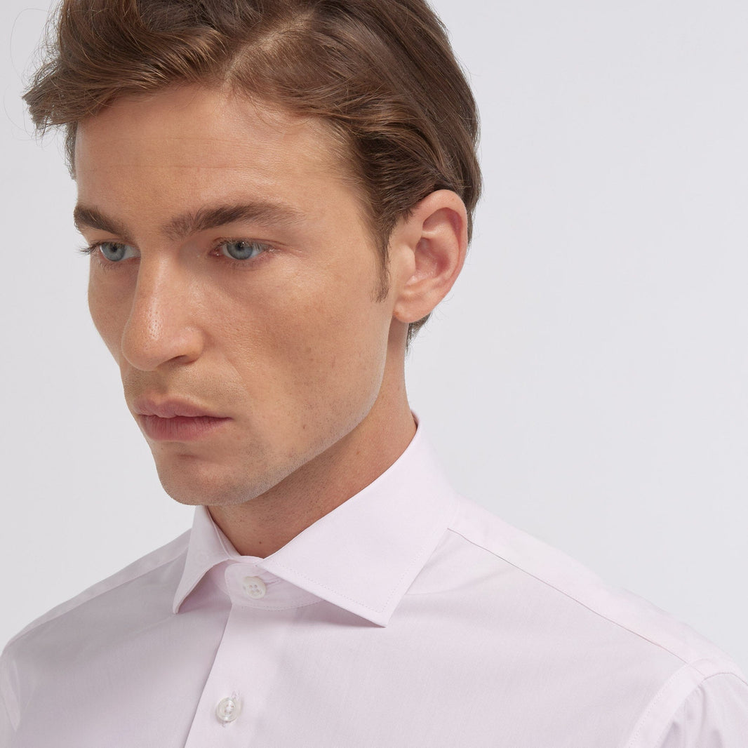 Chemise en popeline double retors rose pâle