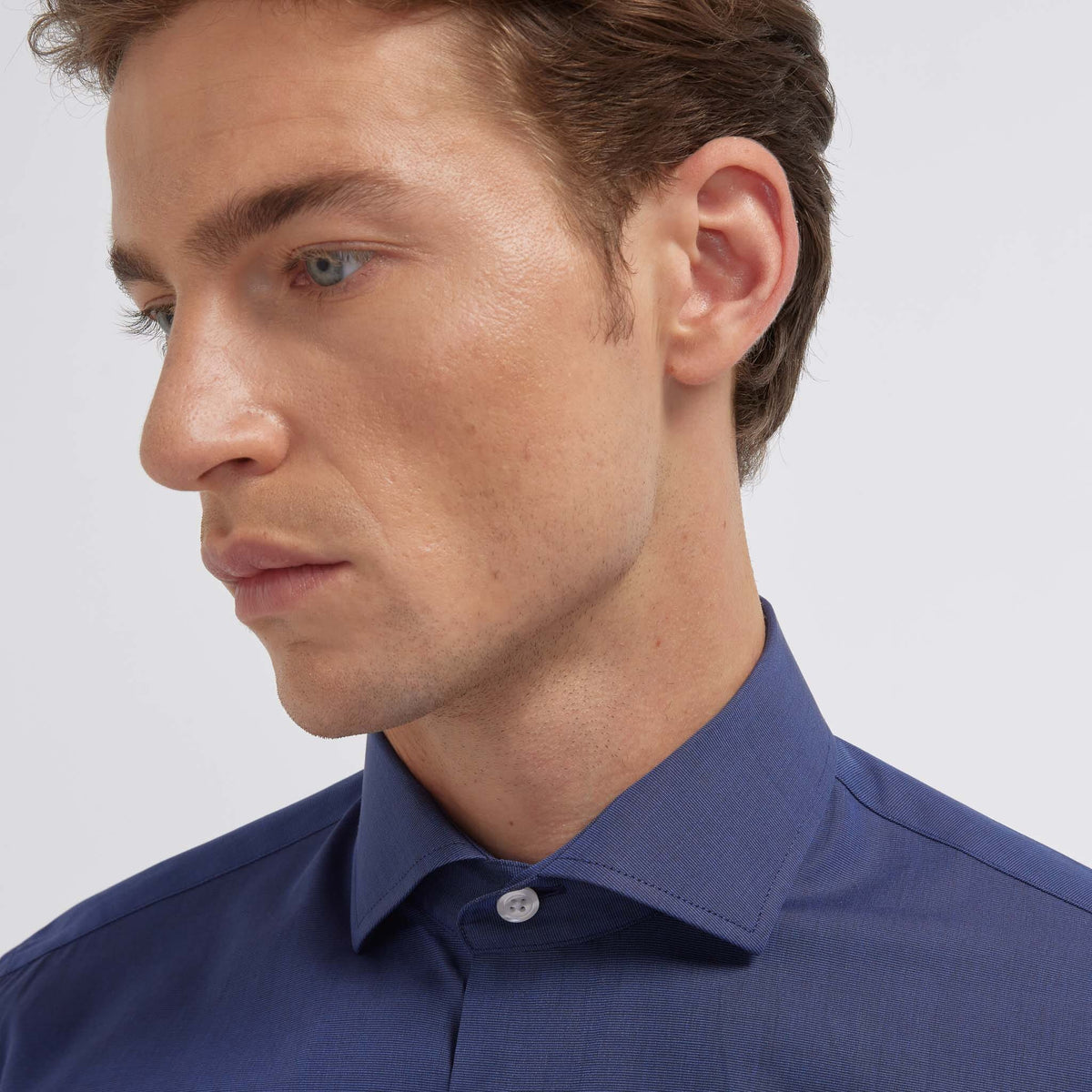Navy two-ply end-on-end shirt