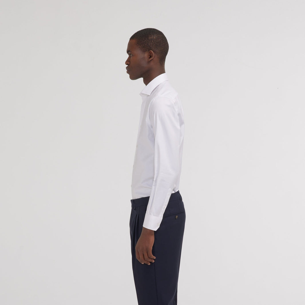 Chemise cintrée en chevron double retors blanche