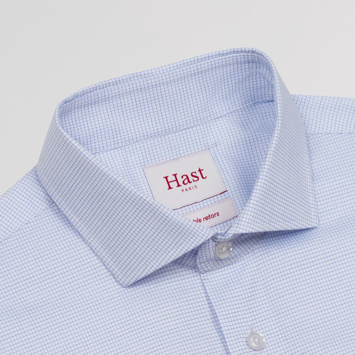 Chemise en twill double retors à fins carreaux bleus