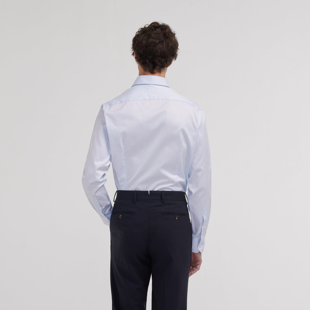 Chemise cintrée en twill double retors bleu ciel