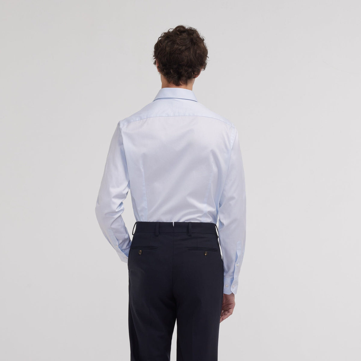 Chemise cintrée en twill double retors bleu ciel